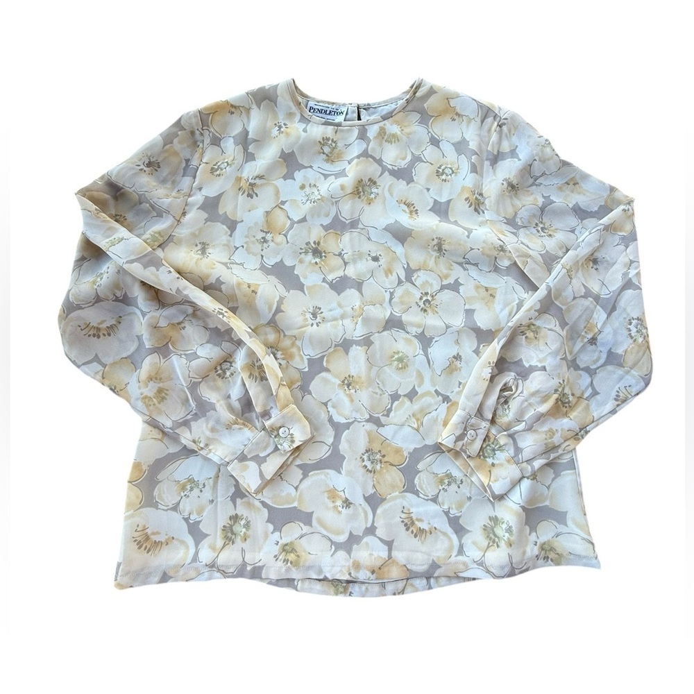 Vintage Women’s Pendleton Floral Print Long Sleeve Blouse Size 14